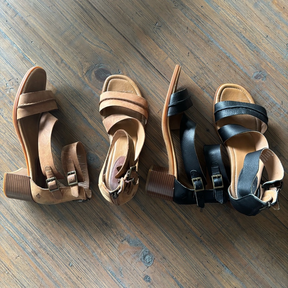 Sperry size 9 two pairs Adelia York Black and Brown Women's Sandals